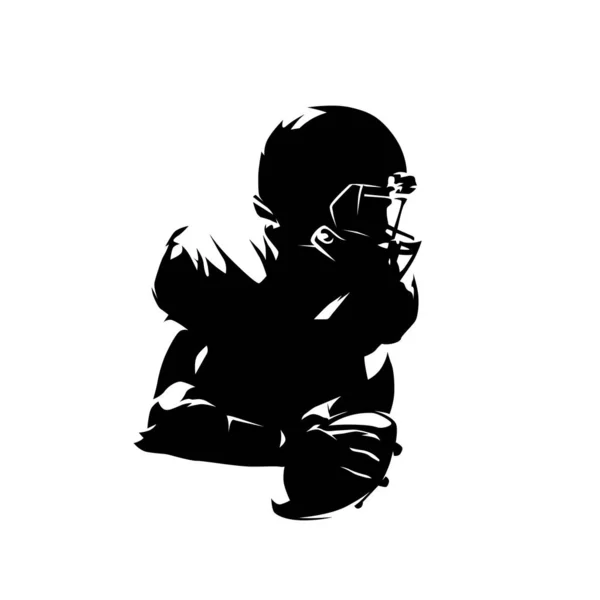 American Football Spieler Mit Ball Football Logo Isolierte Vektorsilhouette Federzeichnung — Stockvektor