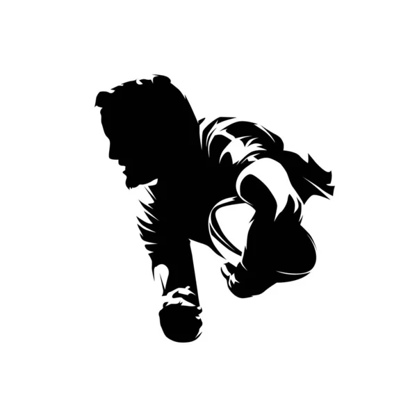 Rugby Player Logo Geïsoleerd Vectorsilhouet Teamsporter Zijaanzicht — Stockvector