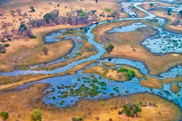 Flygfoto Okavango Delta Botswana Afrika — Stockfoto