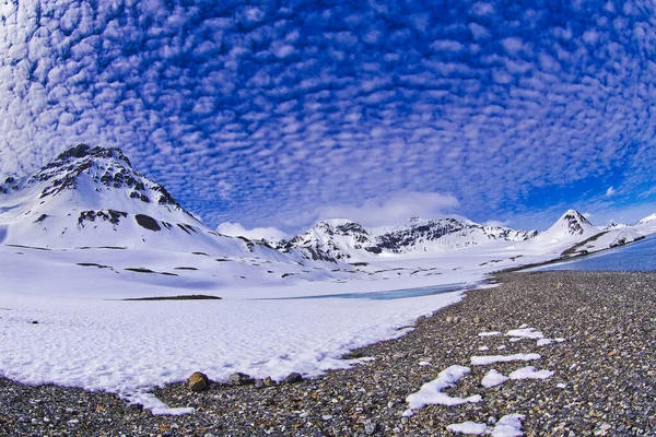 Snowcap Mountains Trigghamna Bay Oskar Land Arctic Spitbergen Svalbard ノルウェー — ストック写真