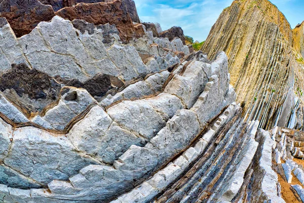Camadas Flysch Flysch Cliffs Costa Basco Unesco Global Geopark European — Fotografia de Stock