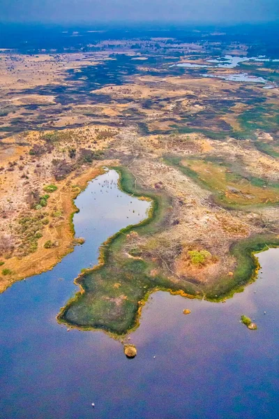 Letecký Pohled Okavango Mokřady Okavango Delta Unesco Světového Dědictví Ramsar — Stock fotografie