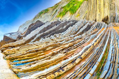 Flysch, Flysch Cliffs, Bask Sahili UNESCO Global Geopark Ağı, Avrupa Geopark Ağı, Zumaia, Guipuzcoa, Bask Ülkesi, İspanya, Avrupa