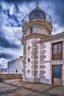 Peniscola Deniz Feneri, Peniscola, İspanya 'nın en güzel köyleri, Costa de Azahar, Bajo Maestrazgo, Castellon, Comunidad Valenciana, İspanya, Avrupa