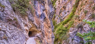 Ruta del Cares, Cares Trail Trekking Path, Picos de Europa Milli Parkı, Biyosfer Rezervi, Cantabrian Dağları, Kastilya ve Leon-Asturias, İspanya, Avrupa