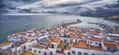 Şato, Peniscola, İspanya 'nın En Güzel Köyleri, Kosta de Azahar, Bajo Maestrazgo, Castellon, Comunidad Valenciana, İspanya, Avrupa