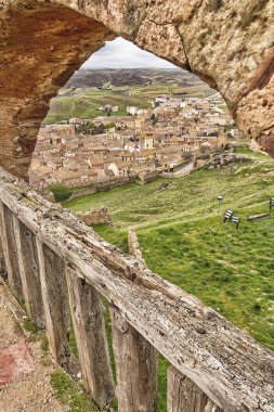 Şatodan Kasaba Panoramik Manzarası, Molina de Aragon, Guadalajara, Castilla La Mancha, İspanya, Avrupa
