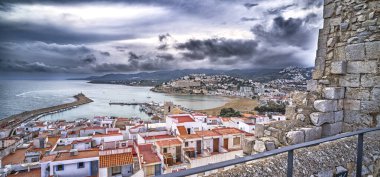 Şato, Peniscola, İspanya 'nın En Güzel Köyleri, Kosta de Azahar, Bajo Maestrazgo, Castellon, Comunidad Valenciana, İspanya, Avrupa