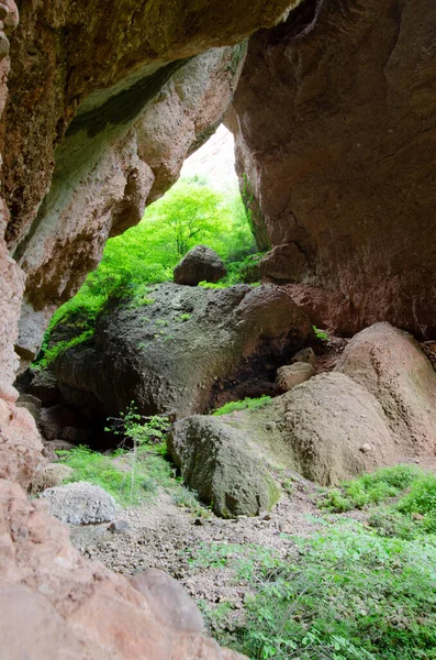 Caverna Natureza Floresta Tropical Com Uma Rocha Buraco Montanha Floresta — Fotografia de Stock