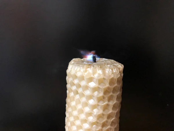 Fading candle smoke on a black background — Stock Photo, Image