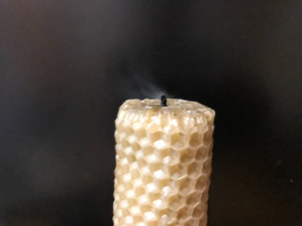 Fading candle smoke on a black background — Stock Photo, Image