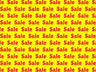 satış kelimesi ile sarı desen. Kesintisiz arka plan