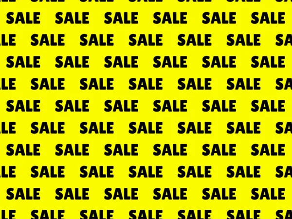 Gult mönster med ordet försäljning. Sömlös bakgrund — Stockfoto