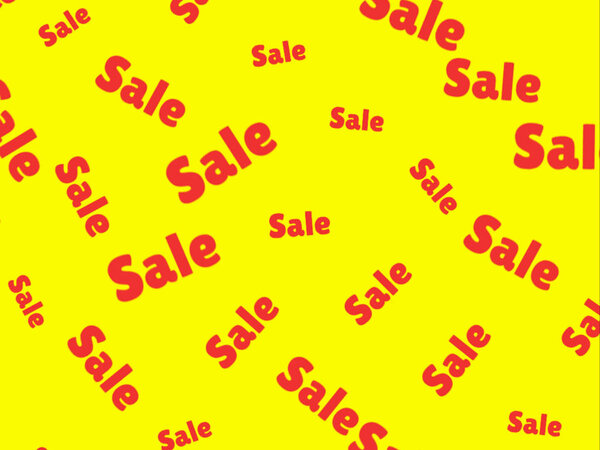 yellow pattern with the word sale. Seamless background