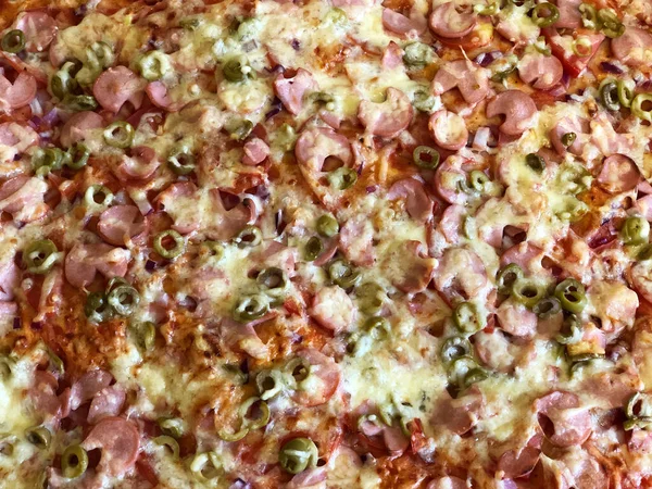 Macro Photo alimente proaspete pizza fierbinte. Imaginea mâncării este o pizza delicioasă . — Fotografie, imagine de stoc