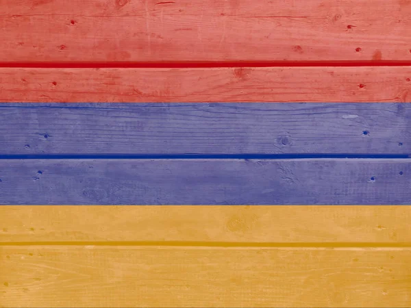 Bandeira Armênia Pintada Fundo Prancha Madeira Luz Natural Escovado Atado — Fotografia de Stock