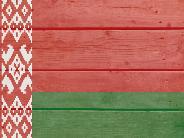 Belarus Flag Painted Wood Plank Background Brushed Natural Light Knotted — Stock Photo, Image