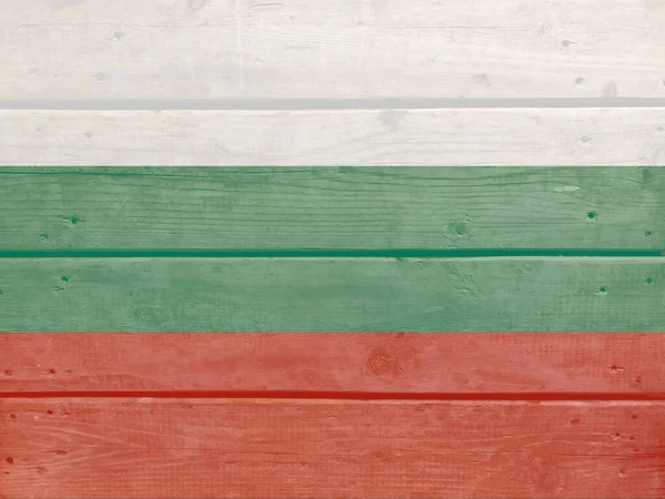 Bulgaria Flag Painted Wood Plank Background Brushed Natural Light Knotted — Stock Photo, Image