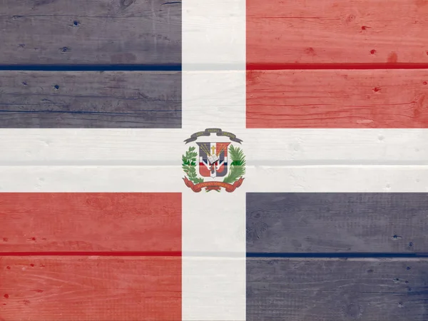 Bandeira República Dominicana Pintada Sobre Fundo Prancha Madeira Luz Natural — Fotografia de Stock