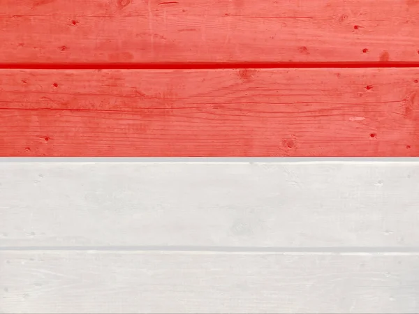 Indonesia Flag Painted Wood Plank Background Brushed Natural Light Knotted — Stock Photo, Image