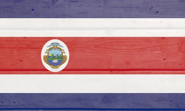 Flaga Kostaryki Malowane Tle Deski Drewna Szczotkowane Naturalne Światło Wiązane — Zdjęcie stockowe