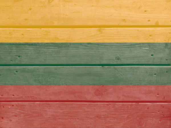 Lithuania Flag Painted Wood Plank Background Brushed Natural Light Knotted — Stock Photo, Image