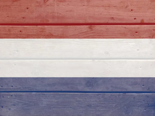 Netherlands Flag Painted Wood Plank Background Brushed Natural Light Knotted — Stock Photo, Image