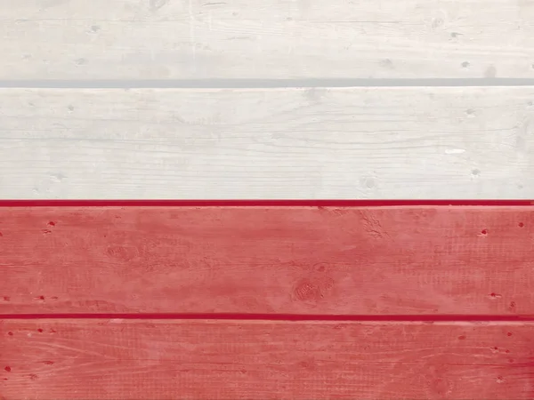 Poland Flag Painted Wood Plank Background Brushed Natural Light Knotted — Stock Photo, Image