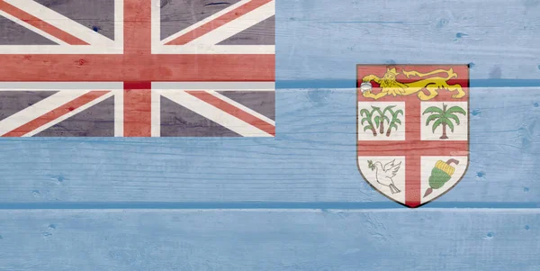 Fiji Flag Painted Wood Plank Background Brushed Natural Light Knotted — Stock Photo, Image