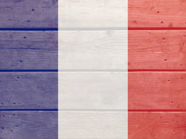 Frankreich Flagge Auf Holzplanken Hintergrund Gemalt Gebürstete Natürliche Licht Geknotete — Stockfoto