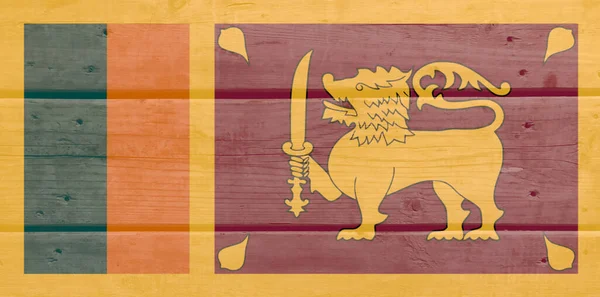 Sri Lanka Flagge Auf Holzplanken Hintergrund Gemalt Gebürstete Natürliche Licht — Stockfoto