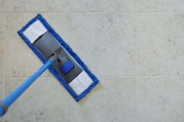 Closeup Cleaning Ceramic Floor Mop — Stock Photo, Image