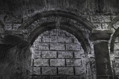 Eski bir kaya tuzu eski bir duvar tuz madeni. Tuz tuğla güzel doku yapılan.