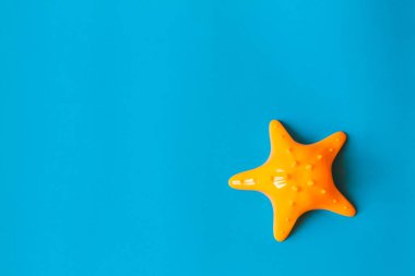 Mavi arkaplanda plastik denizyıldızı.