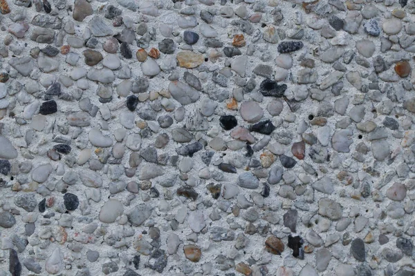 Concrete Texture Gray Color Small Colored Differently Shaped Pebbles Close — Stock Photo, Image