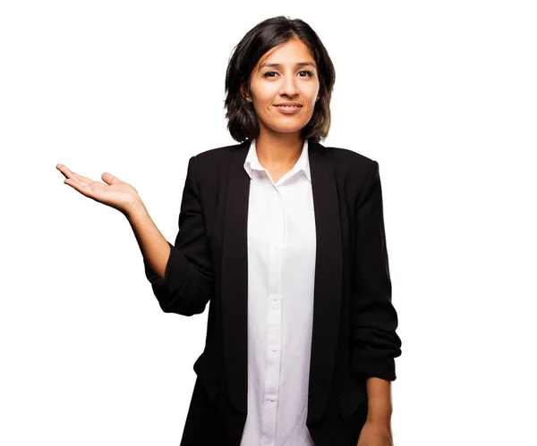 Latin Business Woman Holding Something — Stock Photo, Image