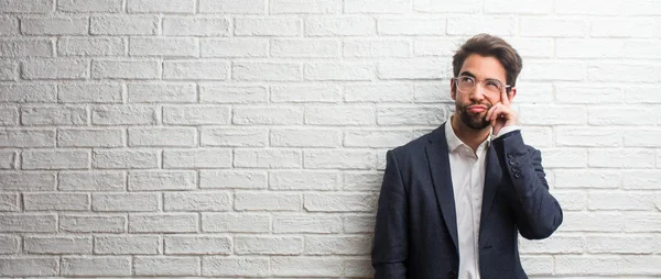 Young Friendly Business Man Thinking Looking Confused Idea Would Trying — Stock Photo, Image