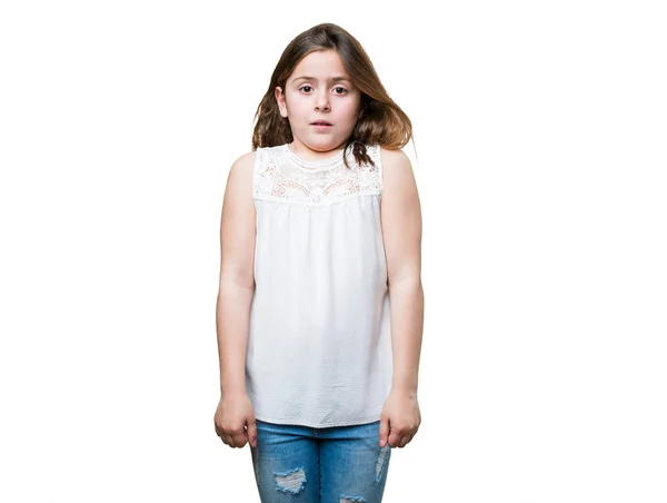 Боюсь Маленькая Девочка Изолирована Белом Фоне — стоковое фото