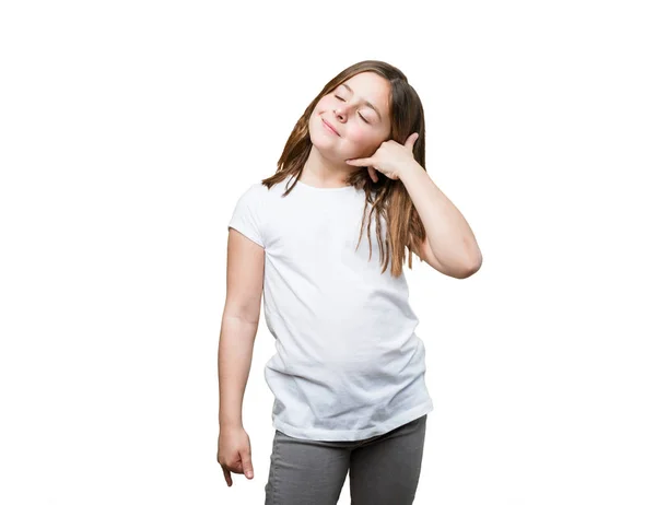 Menina Fazendo Gesto Telefone — Fotografia de Stock