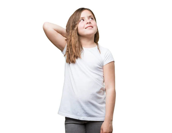 Little Girl Thinking Isolated White Background — Stock Photo, Image
