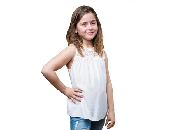 Little Girl Posing Isolated White Background — Stock Photo, Image