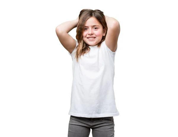 Menina Feliz Isolado Fundo Branco — Fotografia de Stock