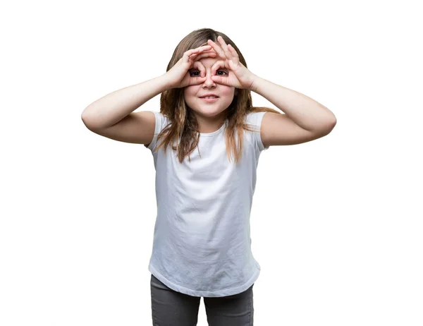 Κοριτσάκι Που Κάνει Γυαλιά Χειρονομία — Φωτογραφία Αρχείου