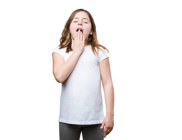 Bambina Che Dorme Isolata Sfondo Bianco — Foto Stock