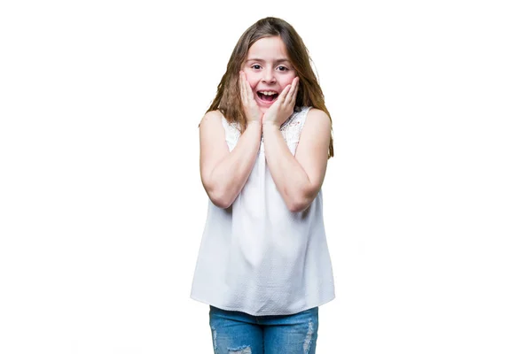 Здивована Маленька Дівчинка Ізольована Білому Тлі — стокове фото