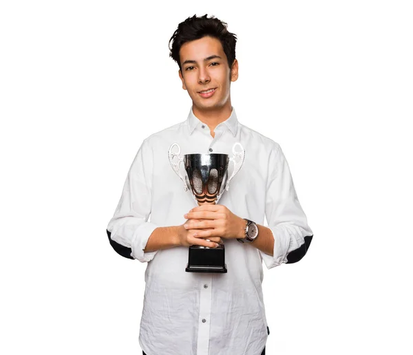 Подросток Трофеем Руках — стоковое фото