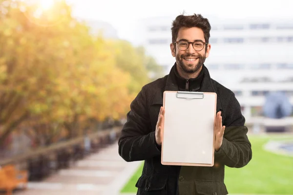 Young Man Holding File Cabinet — Stock Photo, Image