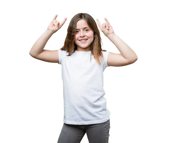 Kleines Mädchen Macht Rock Geste — Stockfoto