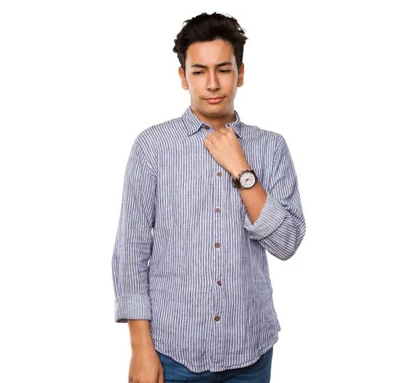 boğulmuş olarak izole beyaz arka plan duygu genç