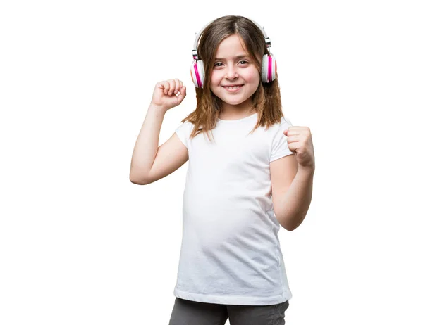 Niña Escuchando Algo Los Auriculares — Foto de Stock